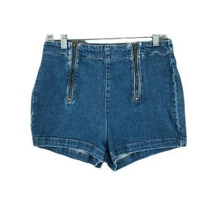 FOREVER 21 Jeans Shorts Womens 29 Blue Mini High Rise Denim Zipped Front Casual